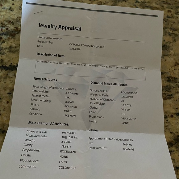 SOLD Levian diamond ring 18k white gold - Picture 4 of 11